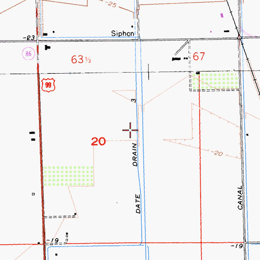 Topographic Map of Date Drain Three, CA