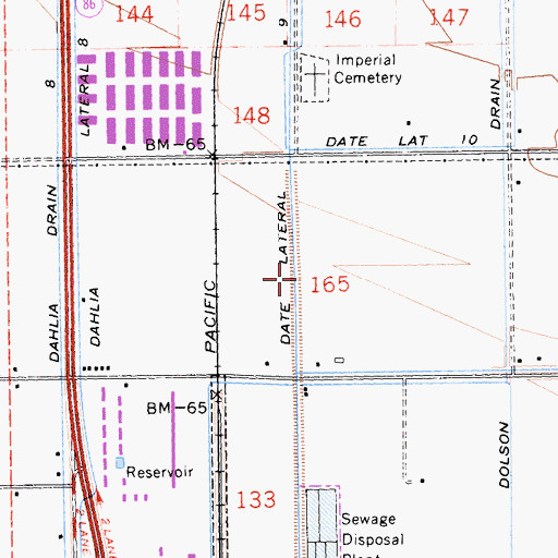Topographic Map of Date Lateral Ten, CA