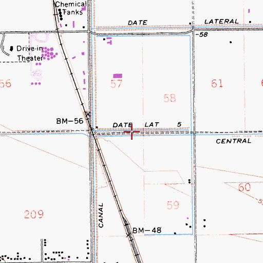 Topographic Map of Date Lateral Five, CA