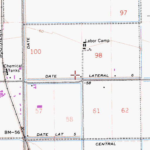 Topographic Map of Date Lateral Six, CA