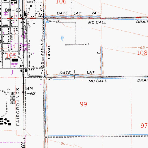 Topographic Map of Date Lateral Seven, CA