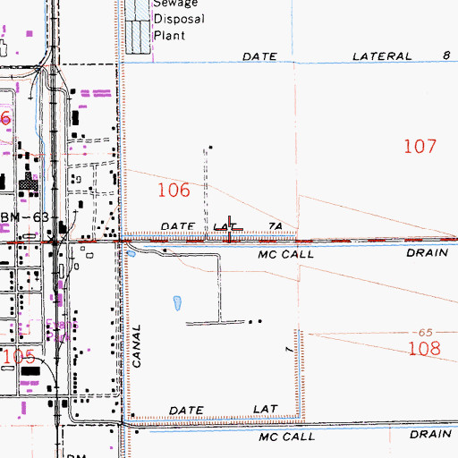 Topographic Map of Date Lateral Seven-A, CA