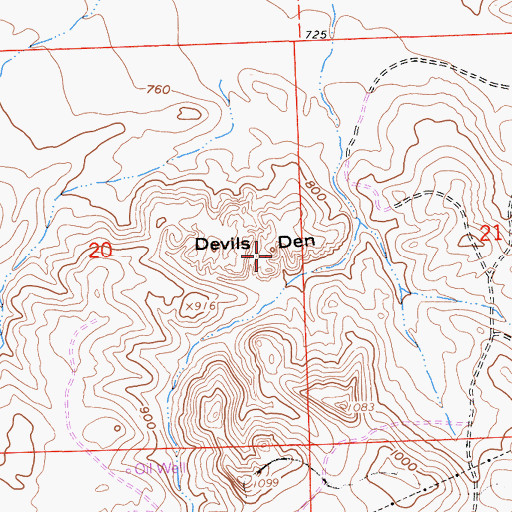 Topographic Map of Devils Den, CA