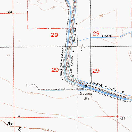 Topographic Map of Dixie Drain Two, CA