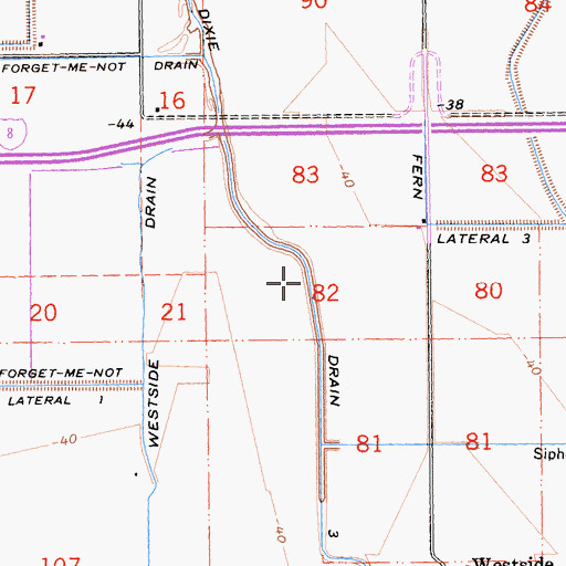 Topographic Map of Dixie Drain Three, CA