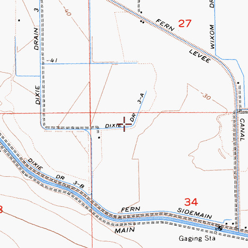 Topographic Map of Dixie Drain Three-A, CA