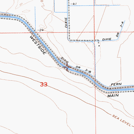 Topographic Map of Dixie Drain Three-B, CA