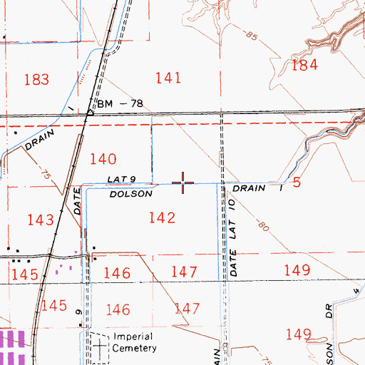 Topographic Map of Dolson Drain One, CA
