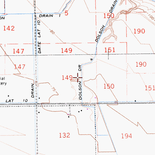 Topographic Map of Dolson Drain Four, CA