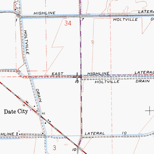 Topographic Map of East Highline Lateral Eleven, CA