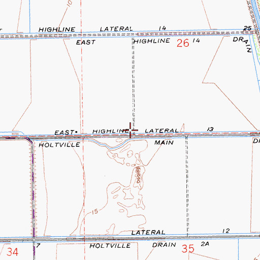 Topographic Map of East Highline Lateral Thirteen, CA