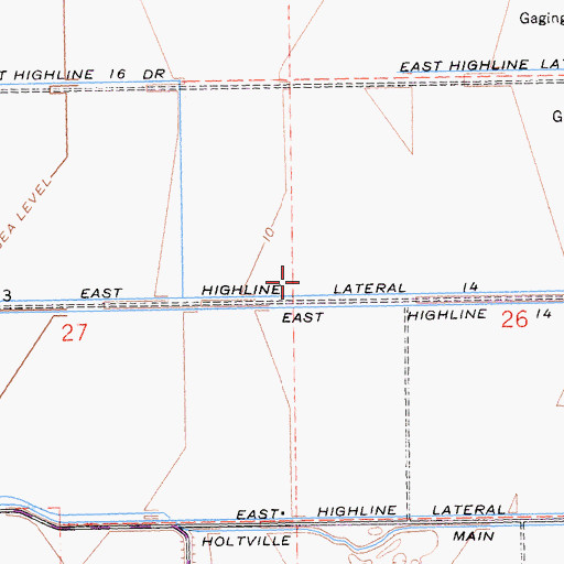 Topographic Map of East Highline Lateral Fourteen, CA