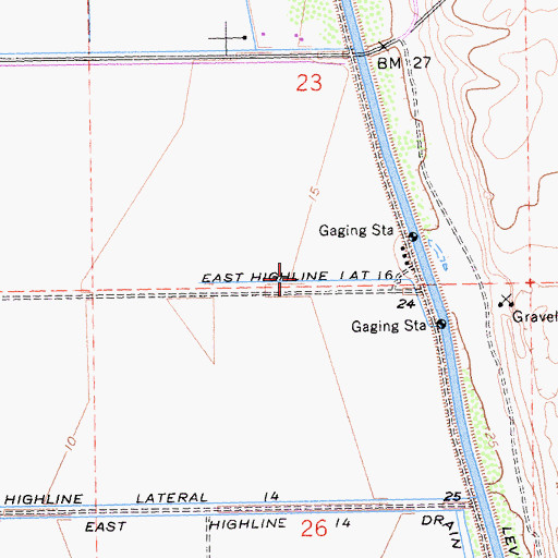 Topographic Map of East Highline Lateral Sixteen, CA