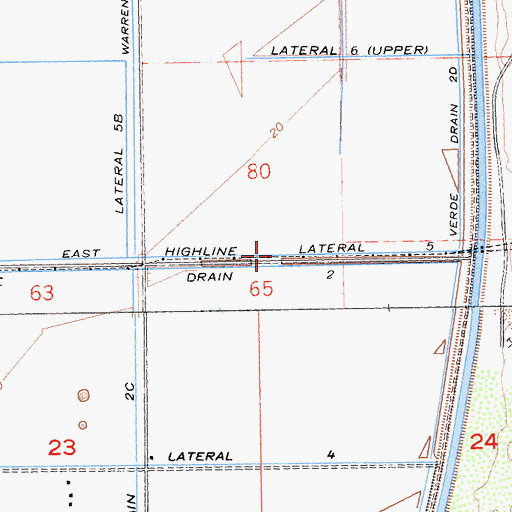 Topographic Map of East Highline Lateral Five, CA