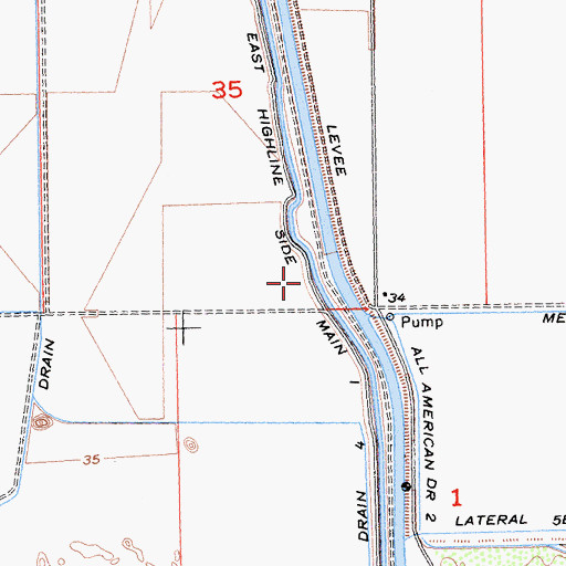 Topographic Map of East Highline Side Main One, CA