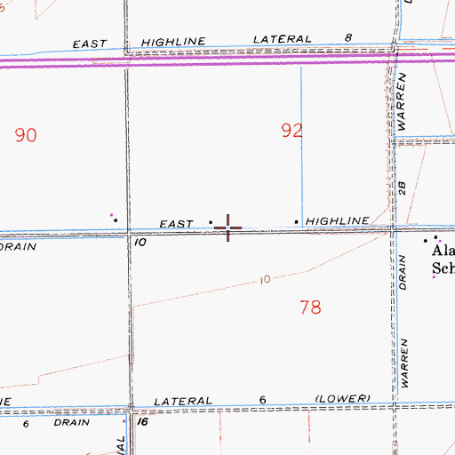 Topographic Map of East Highline Lateral Seven, CA