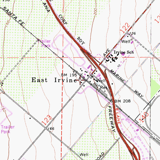 Topographic Map of East Irvine, CA