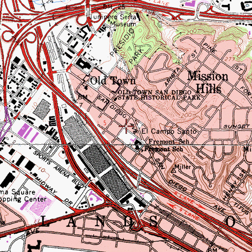 Topographic Map of El Campo Santo, CA