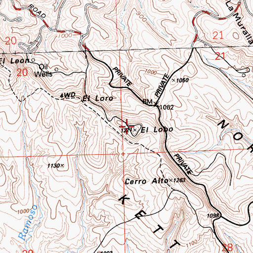 Topographic Map of El Lobo, CA