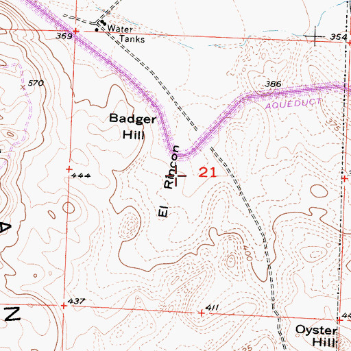 Topographic Map of El Rincn, CA