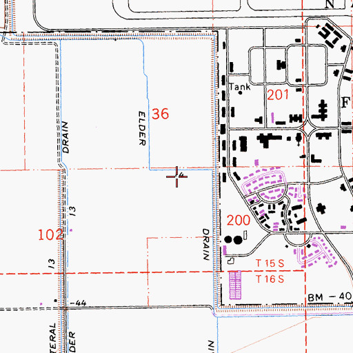 Topographic Map of Elder Fourteen Drain, CA