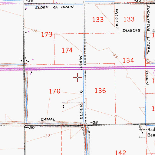 Topographic Map of Elder Six Drain, CA