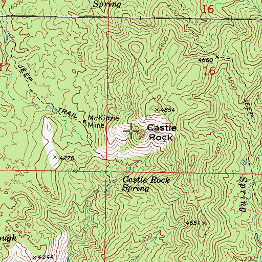 Topographic Map of Castle Rock, AZ