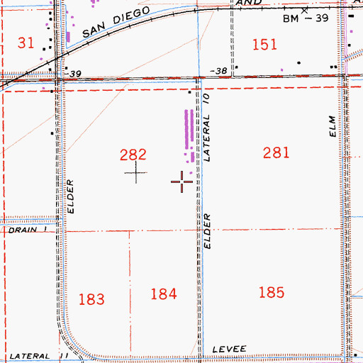 Topographic Map of Elder Lateral Ten, CA