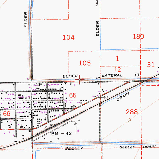 Topographic Map of Elder Lateral Thirteen, CA