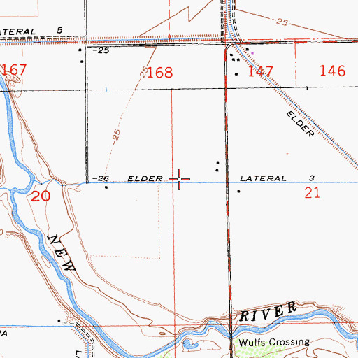 Topographic Map of Elder Lateral Three, CA