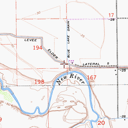 Topographic Map of Elder Lateral Five, CA