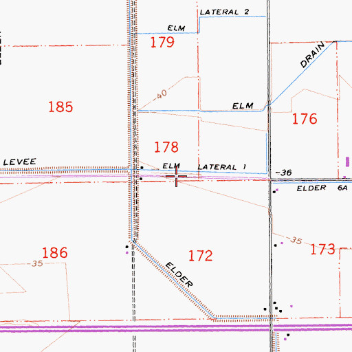 Topographic Map of Elm Lateral One, CA