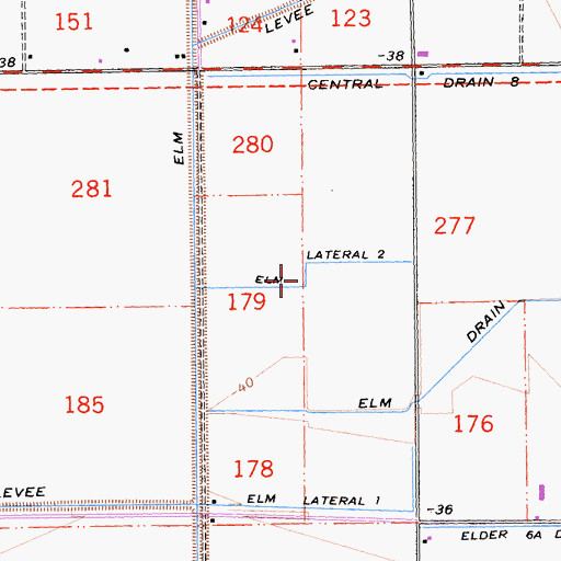 Topographic Map of Elm Lateral Two, CA