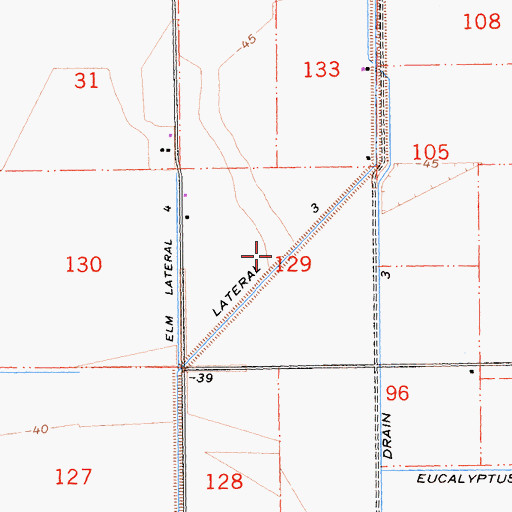 Topographic Map of Elm Lateral Three, CA