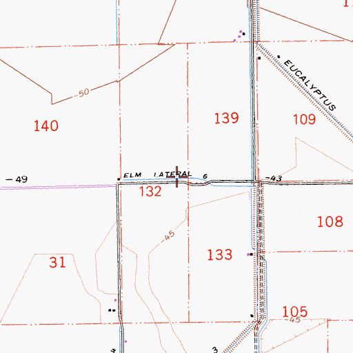 Topographic Map of Elm Lateral Six, CA