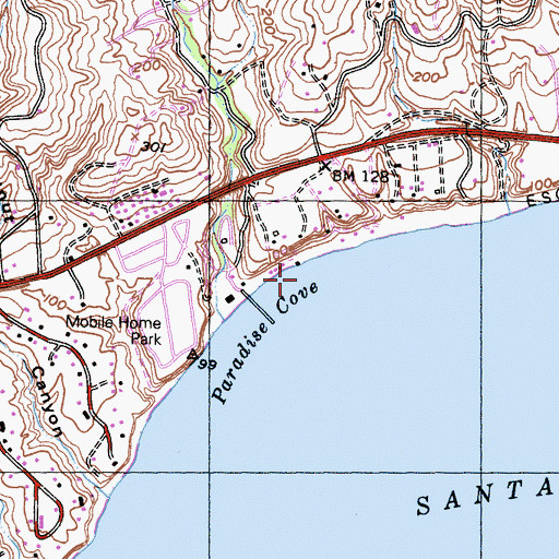 Topographic Map of Paradise Cove, CA