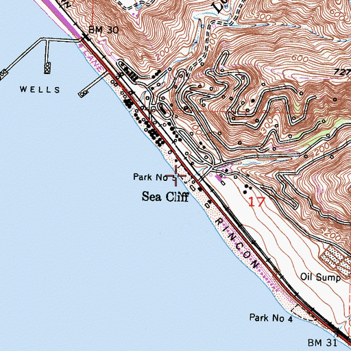 Topographic Map of Park Number Five, CA