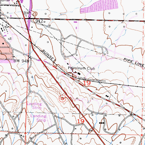 Topographic Map of Petroleum Club, CA