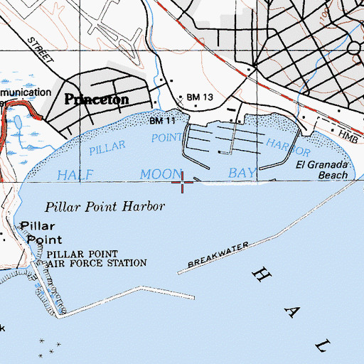Topographic Map of Pillar Point Harbor, CA