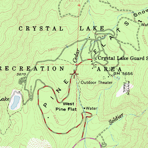 Topographic Map of Pine Flats, CA
