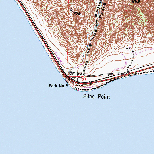 Topographic Map of Pitas Point, CA