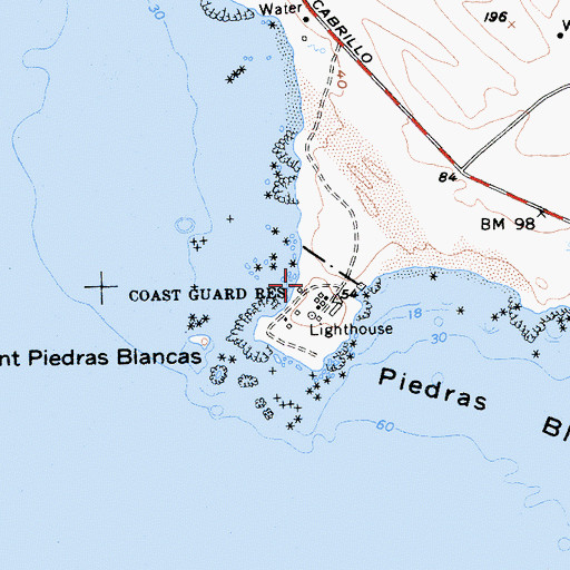Topographic Map of Point Piedras Blancas, CA