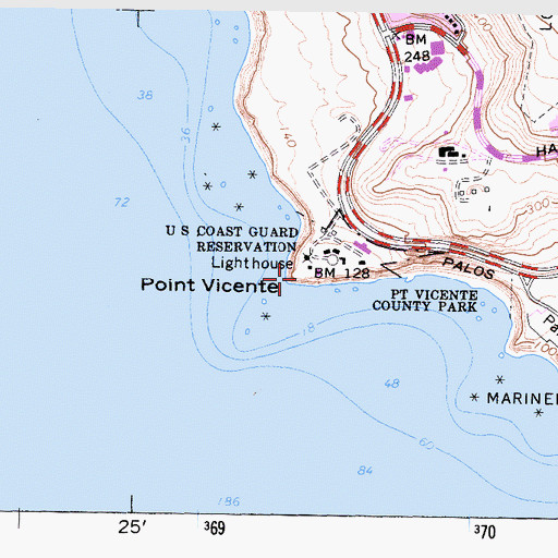 Topographic Map of Point Vicente, CA