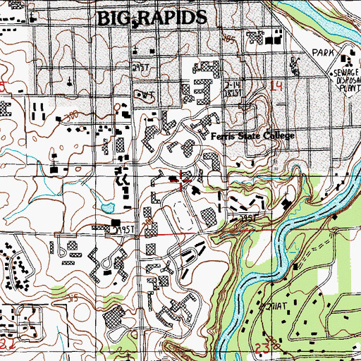 Topographic Map of Ferris State College Historical Marker, MI