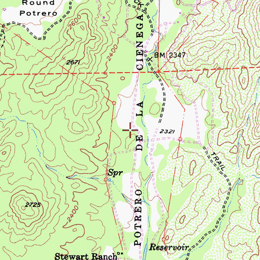Topographic Map of Potrero de Los Cienega, CA