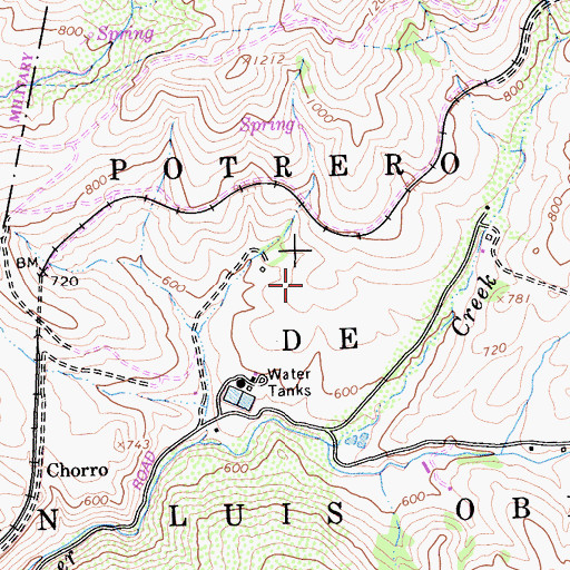 Topographic Map of Potrero de San Luis Obispo, CA