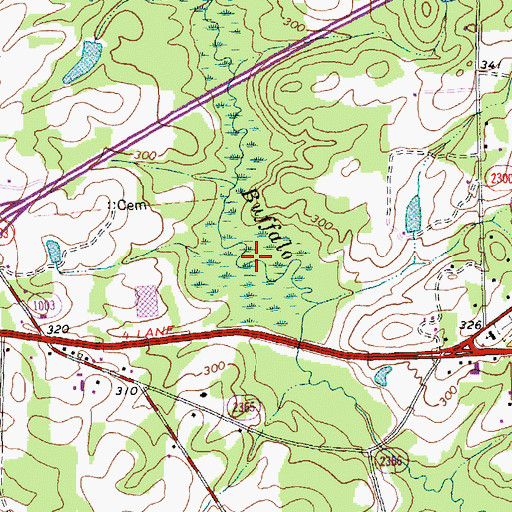 Topographic Map of Buffalo Creek Cypress Swamp, NC