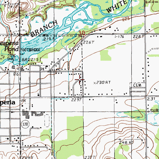 Topographic Map of Hesperia Baptist Church, MI