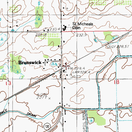 Topographic Map of Brunswick Post Office, MI