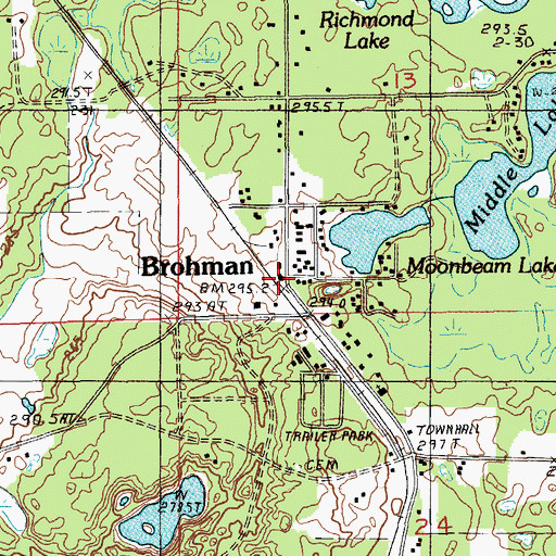 Topographic Map of Brohman Post Office, MI